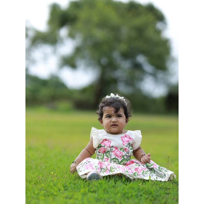 Kids’ Hand-Painted Lotus Lehenga Set