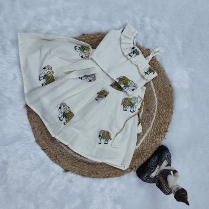 Kids’ Ethnic Elephant Print Lehenga Set