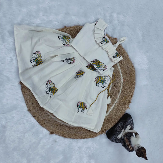 Kids’ Ethnic Elephant Print Lehenga Set