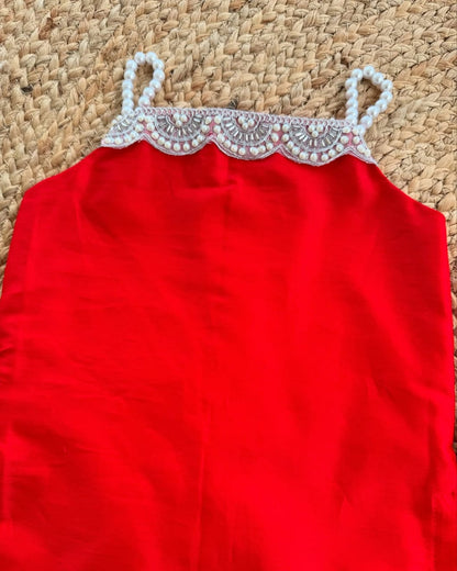 Kids’ Red Co-Ord Set with Lace Detailing