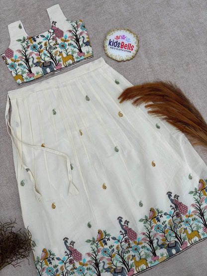 Ivory Embroidered Lehenga Choli Set