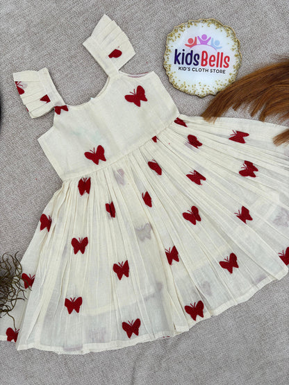 White Pleated Butterfly Dress