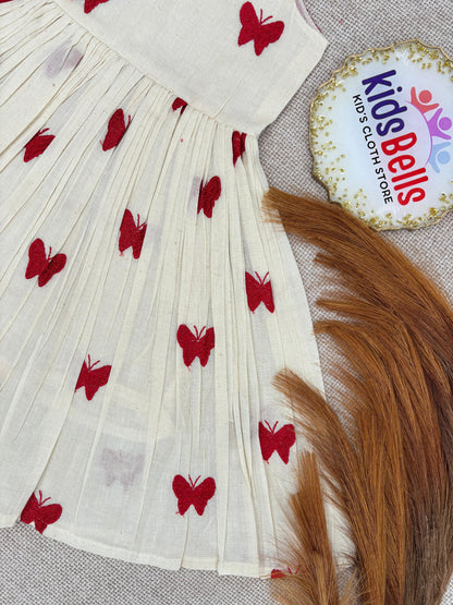 White Pleated Butterfly Dress