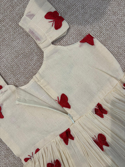 White Pleated Butterfly Dress