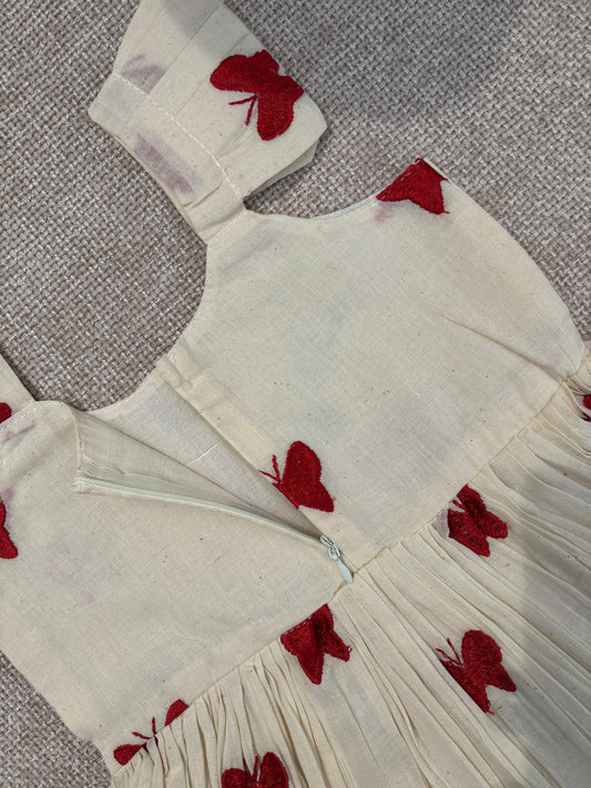 White Pleated Butterfly Dress