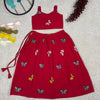 Stylish Butterfly Embroidered Kids Outfit – Red