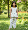 Festive Cream Peplum Top & Pant Set for Girls