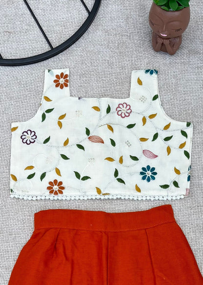Floral Embroidered Crop Top & Palazzo Set