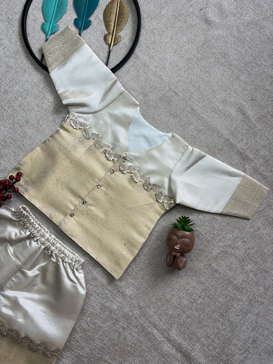 Kids Cream & Gold Brocade Ethnic Set