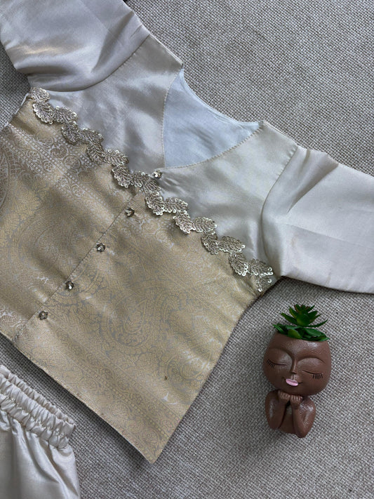 Kids Cream & Gold Brocade Ethnic Set
