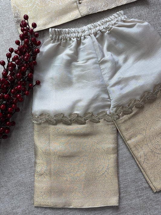 Kids Cream & Gold Brocade Ethnic Set