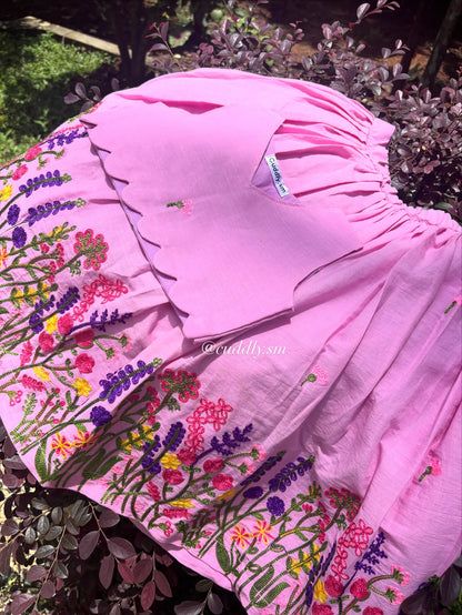 Pink Floral Embroidered Kids Co-ord Set