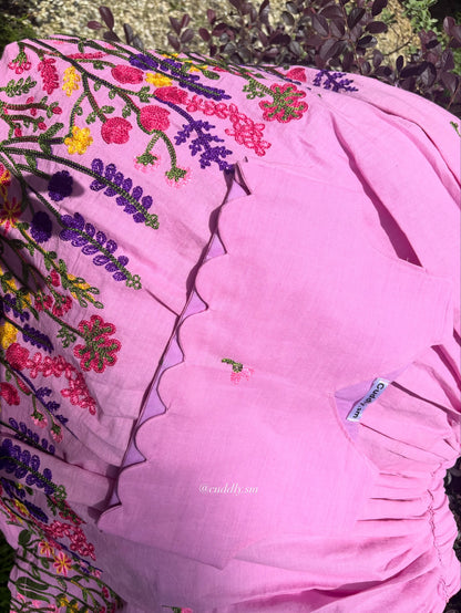 Pink Floral Embroidered Kids Co-ord Set