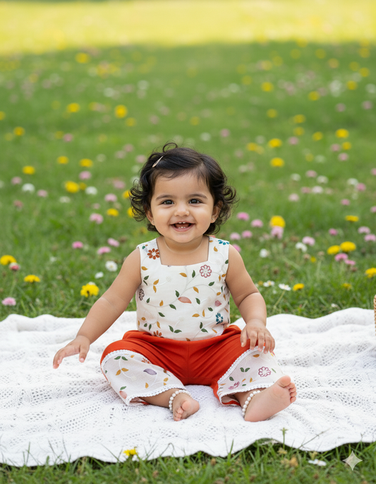 Floral Embroidered Crop Top & Palazzo Set
